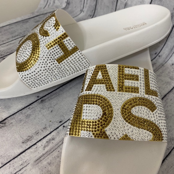 BRAND NEW! MICHAEL KORS WOMENS BLING SLIDES - Picture 2 of 4